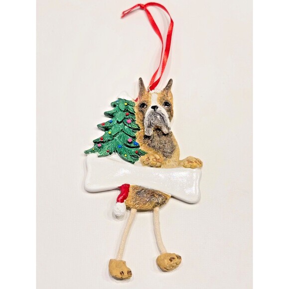 Boxer Personalized Dog Christmas Tree Ornament with Dangling Legs Write Dog Name - Picture 1 of 3